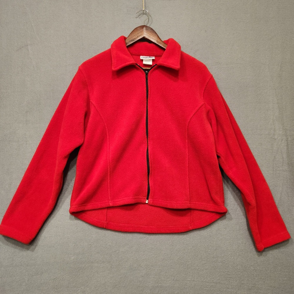 Classic Blues Wrangler Womens Red Fleece Zippered Jacket Size Large